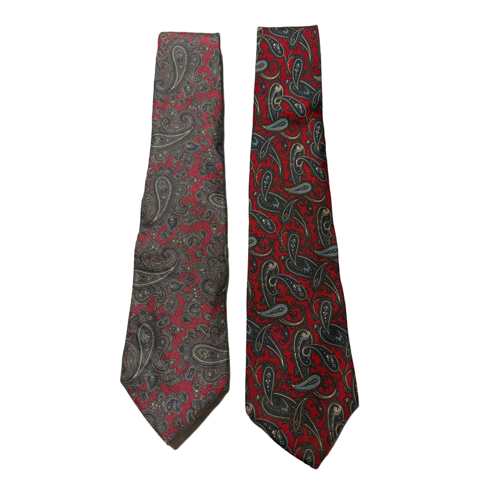 Bert Pulitzer 100% Silk Red Gray Paisley Necktie Vintage Men’s Dress Tie